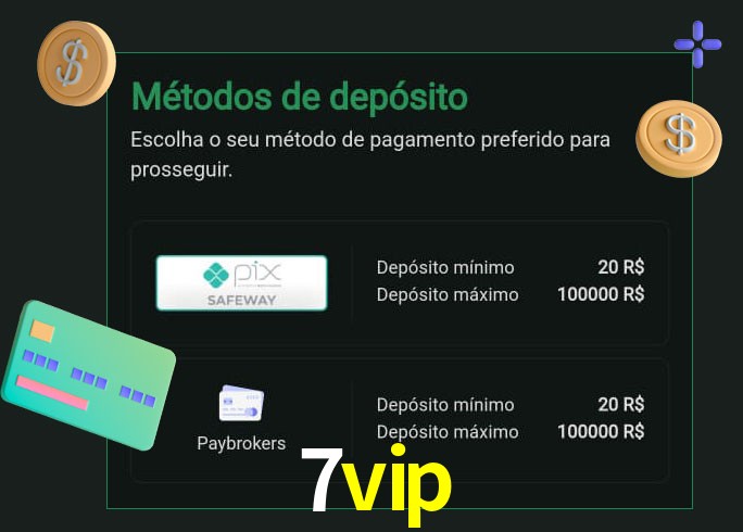 O cassino 7vip oferece uma grande variedade de métodos de pagamento
